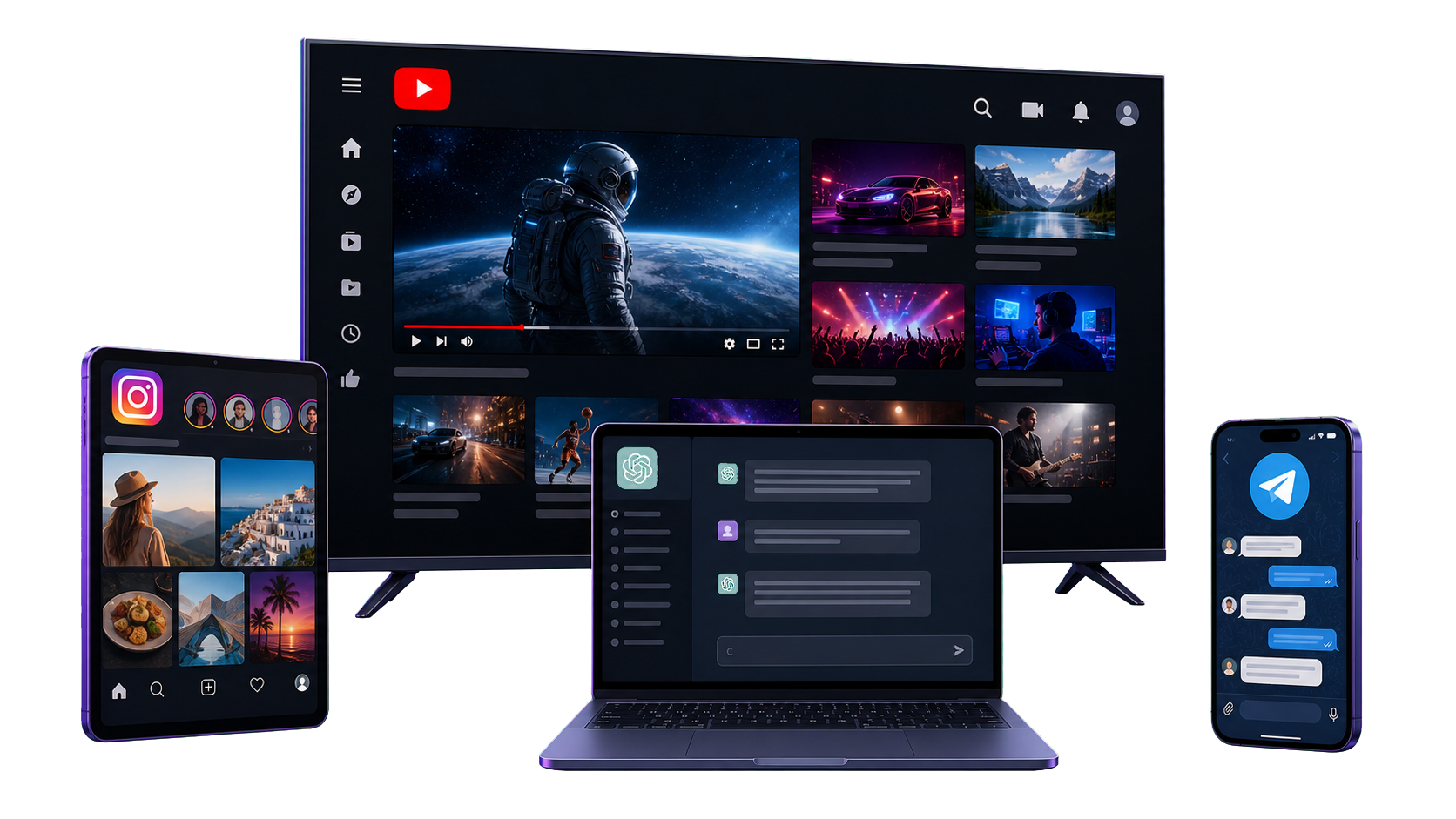 YouTube, Telegram, ChatGPT и Instagram на устройствах с SafeLink Proxy